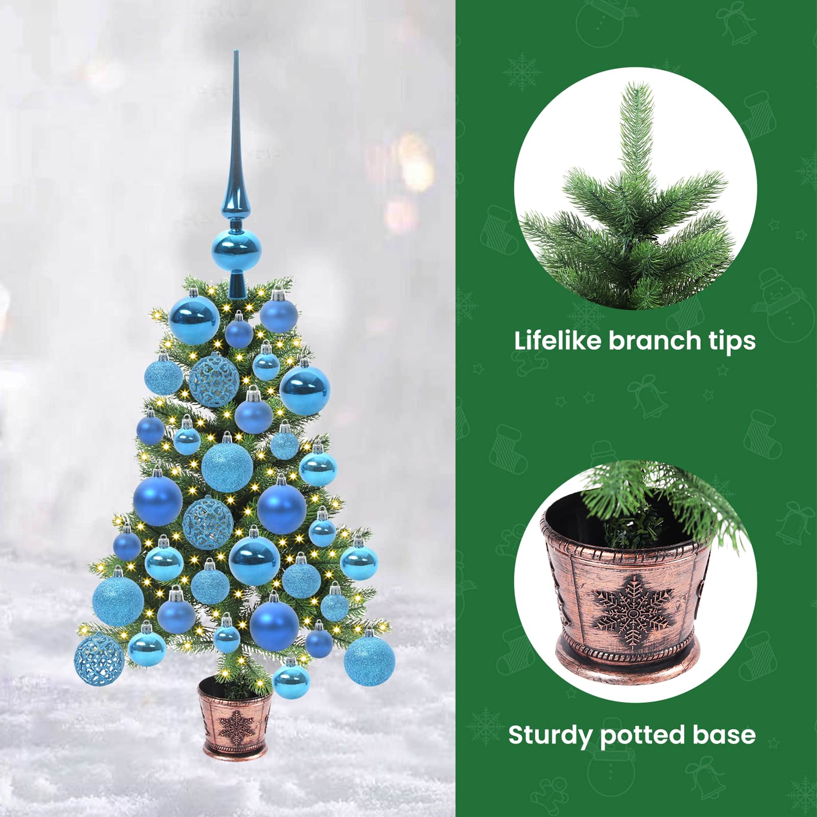 Ziemassvētku eglīte ar 150 LED gaismiņām un statīvu, zaļa, 65 cm, PE