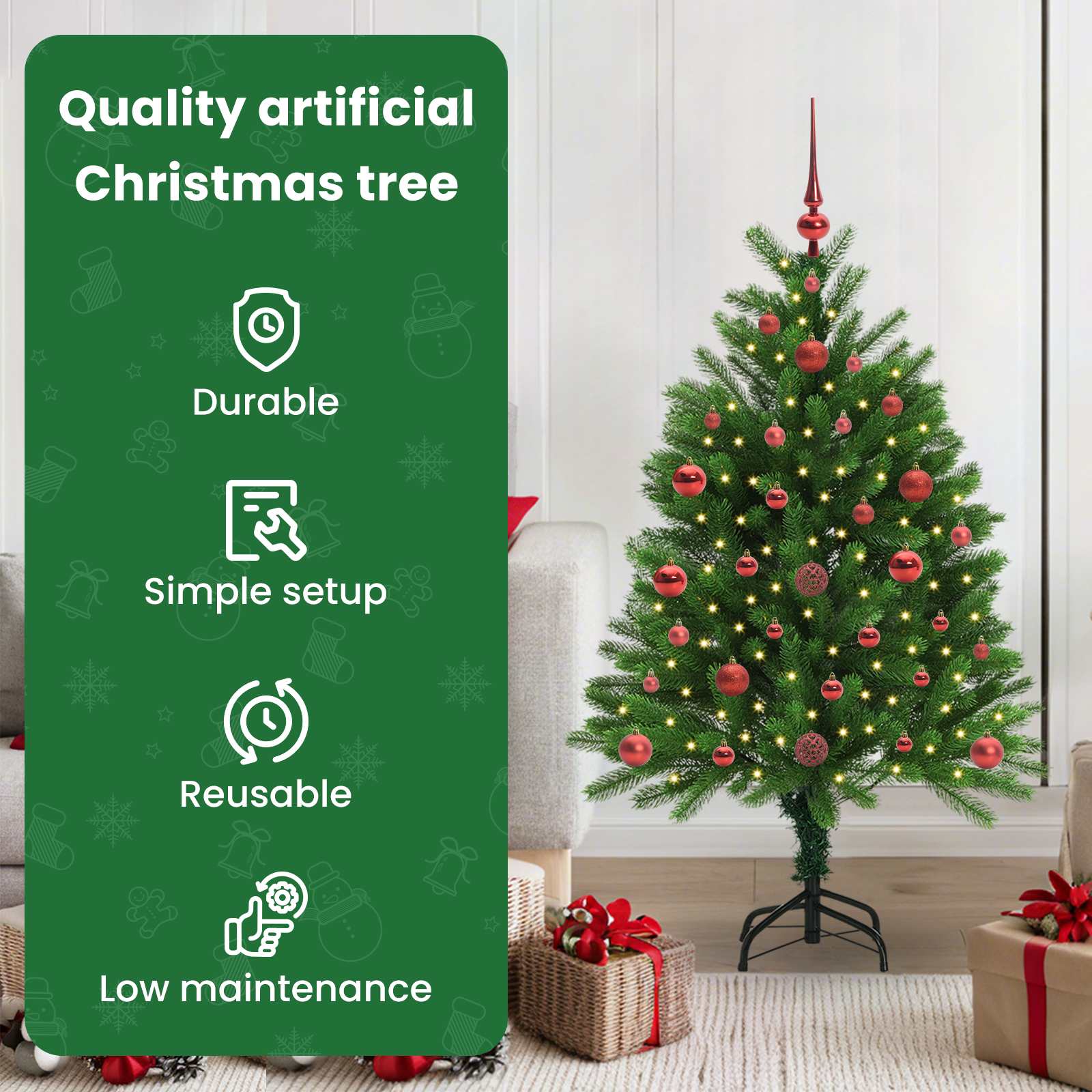 Kalėdų eglutė su 150 LED s stovu Žalia 120 cm PE