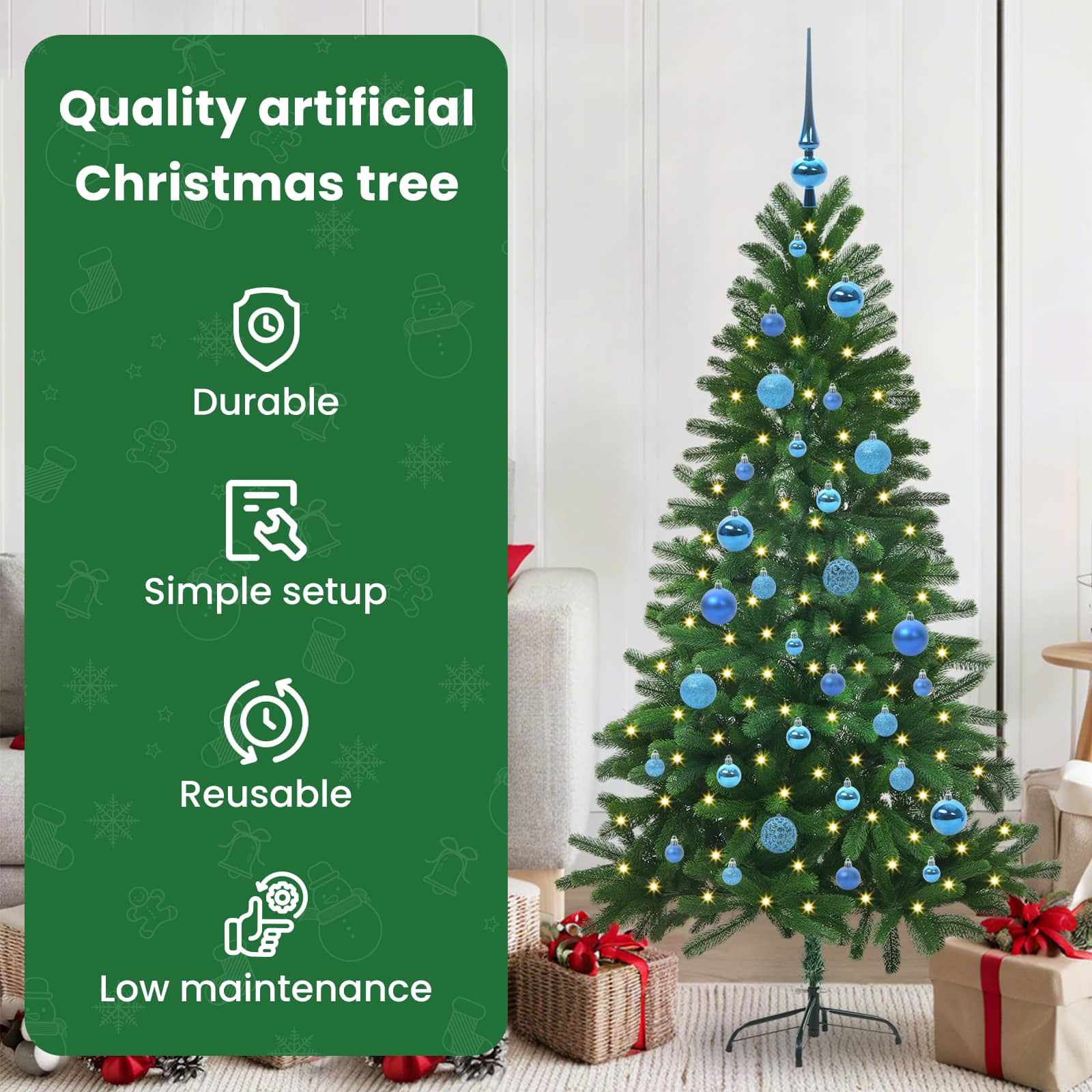 Kalėdų eglutė su 150 LED s stovu Žalia 150 cm PE