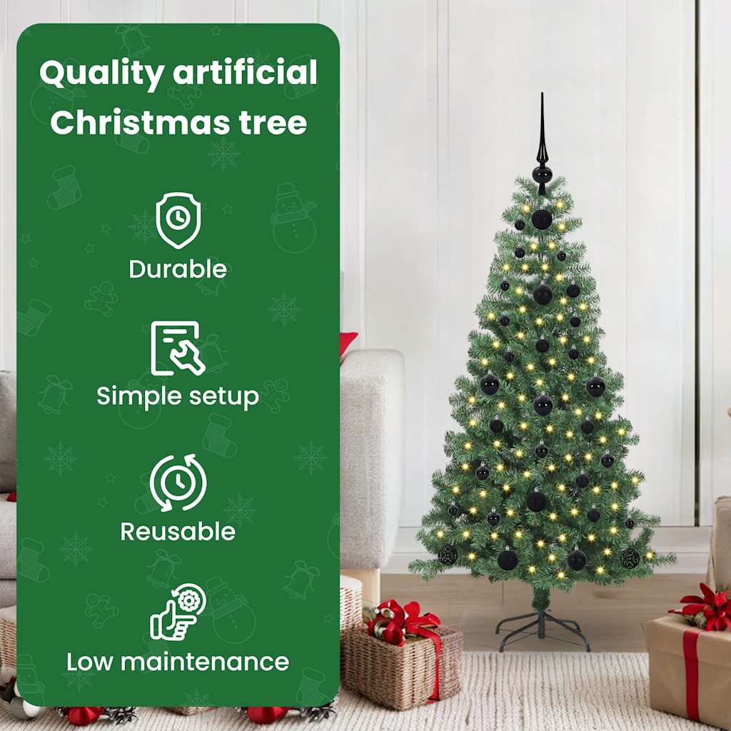 Ziemassvētku eglīte ar statīvu, 150 LED gaismiņām, zaļa 120 cm PVC