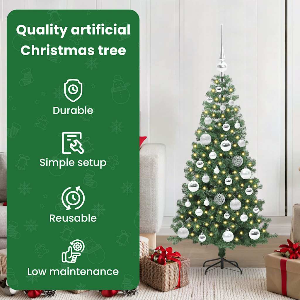 Ziemassvētku egle ar 150 gaismas diodēm, zaļa, 120 cm, no PVC, ar statīvu