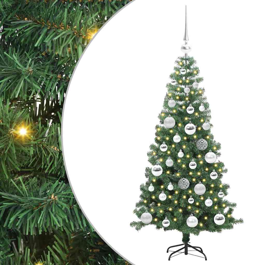 Ziemassvētku egle ar 150 gaismas diodēm, zaļa, 120 cm, no PVC, ar statīvu