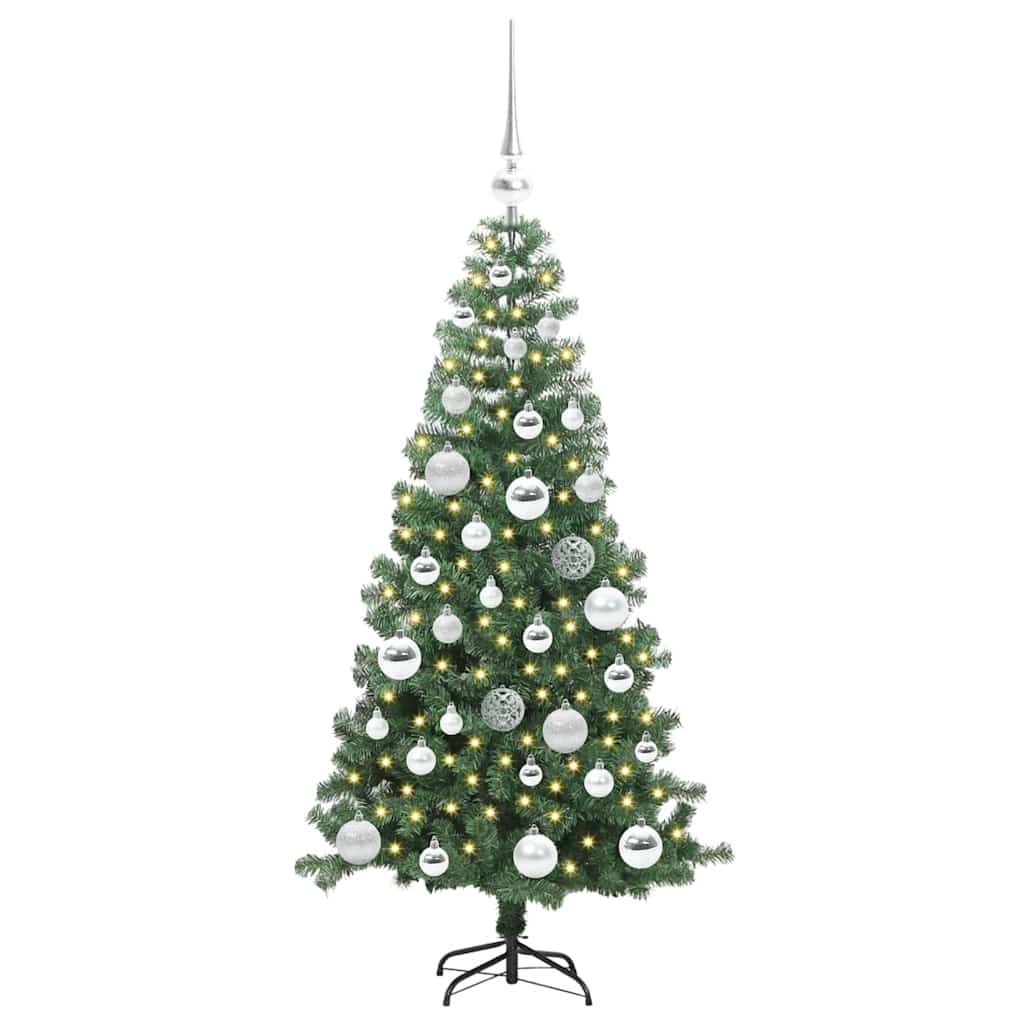 Ziemassvētku egle ar 150 gaismas diodēm, zaļa, 120 cm, no PVC, ar statīvu