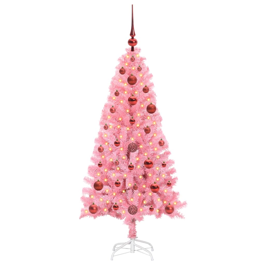 Kalėdų eglutė su 150 LED s stovu Rožinė 120 cm PVC