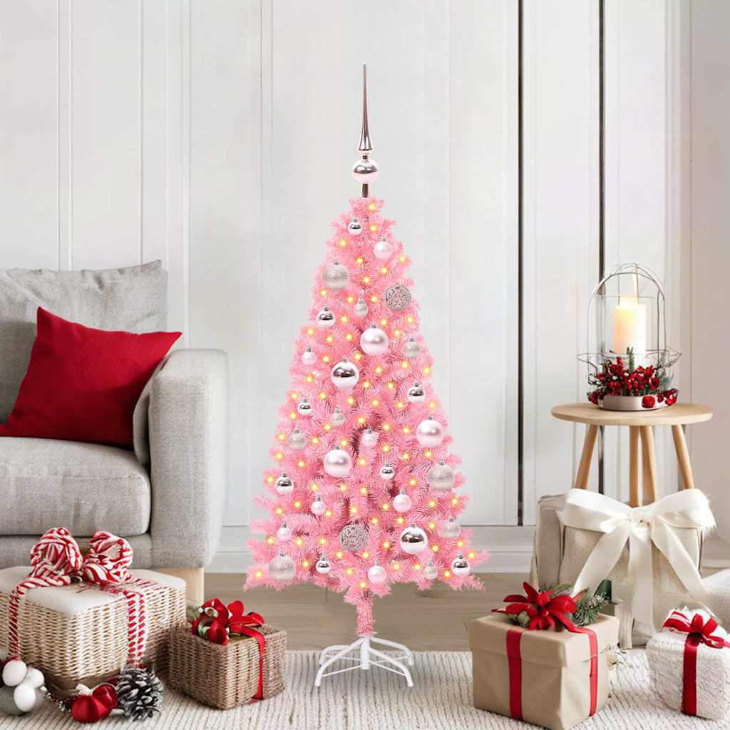 Christmas tree with 150 LED stand Pink 120 cm PVC