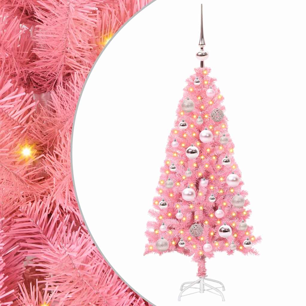 Christmas tree with 150 LED stand Pink 120 cm PVC