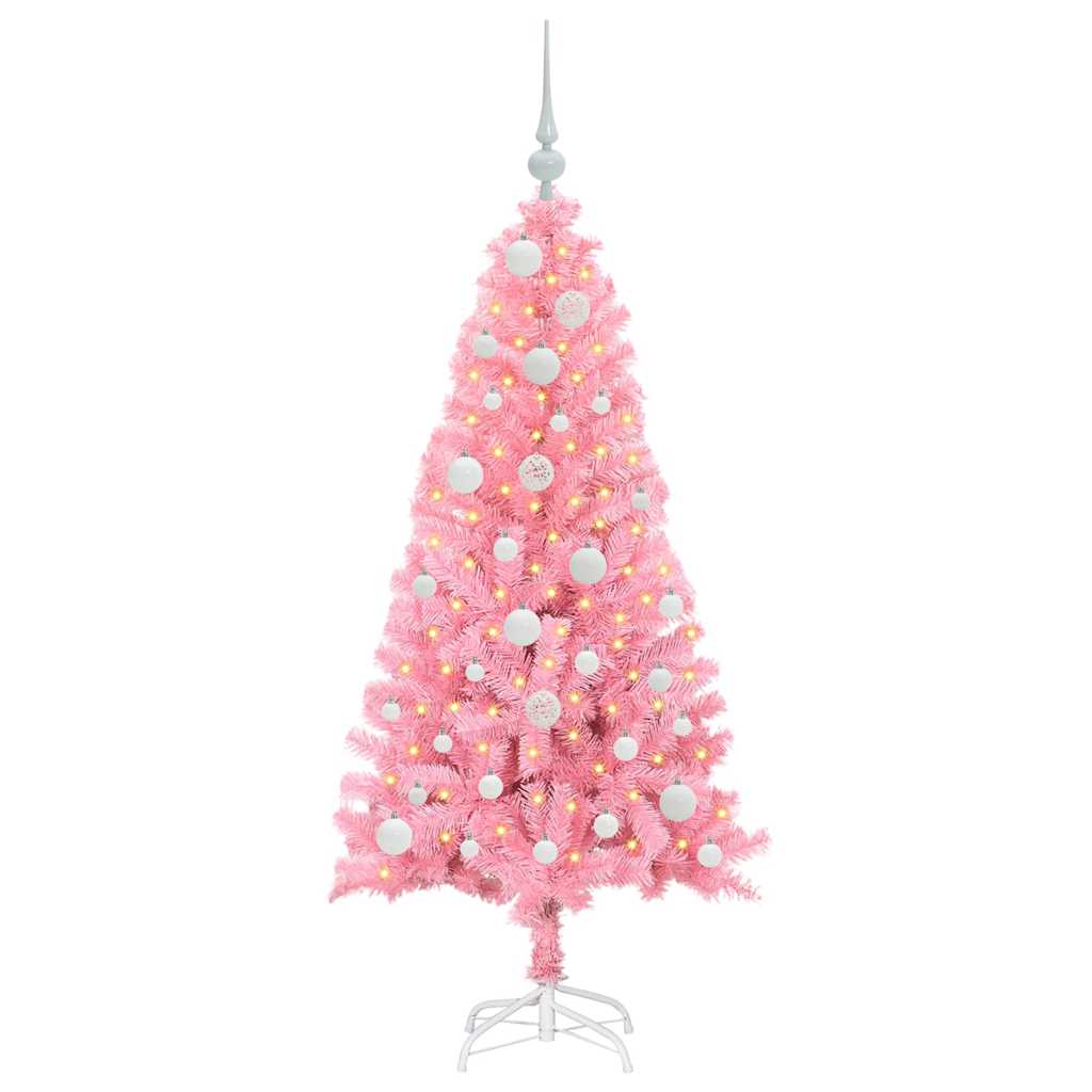 Kalėdų eglutė su 150 LED s stovu Rožinė 120 cm PVC