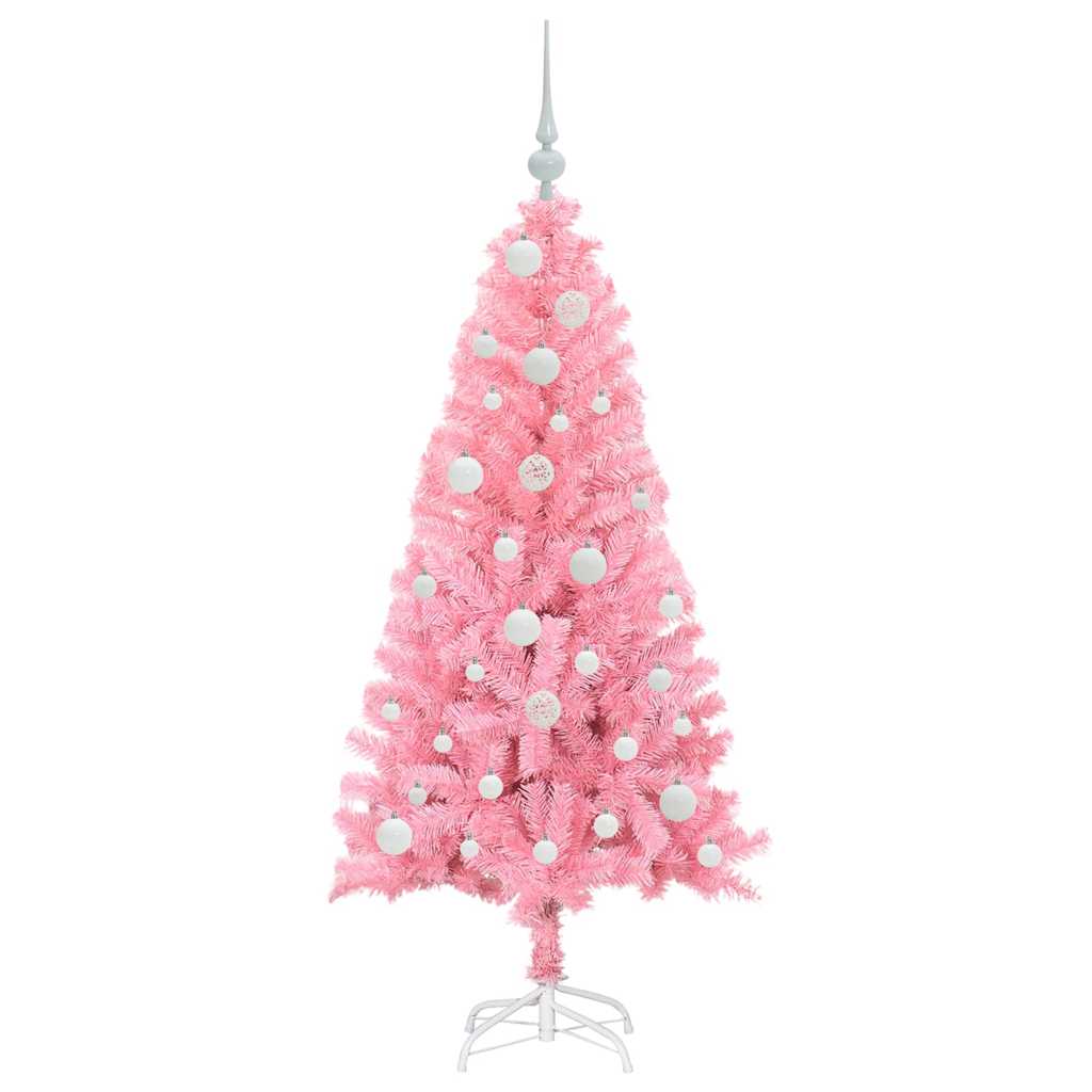 Kalėdų eglutė su 150 LED s stovu Rožinė 120 cm PVC