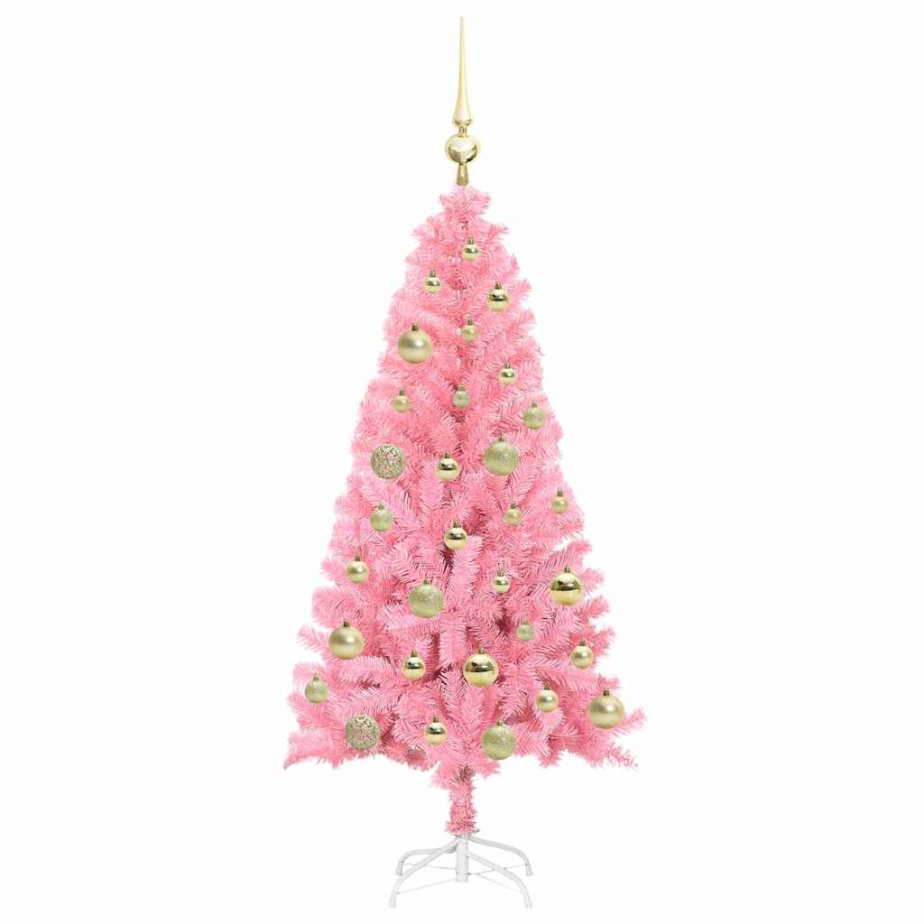Ziemassvētku eglīte ar 150 LED gaismām un statīvu Rozā 120 cm PVC