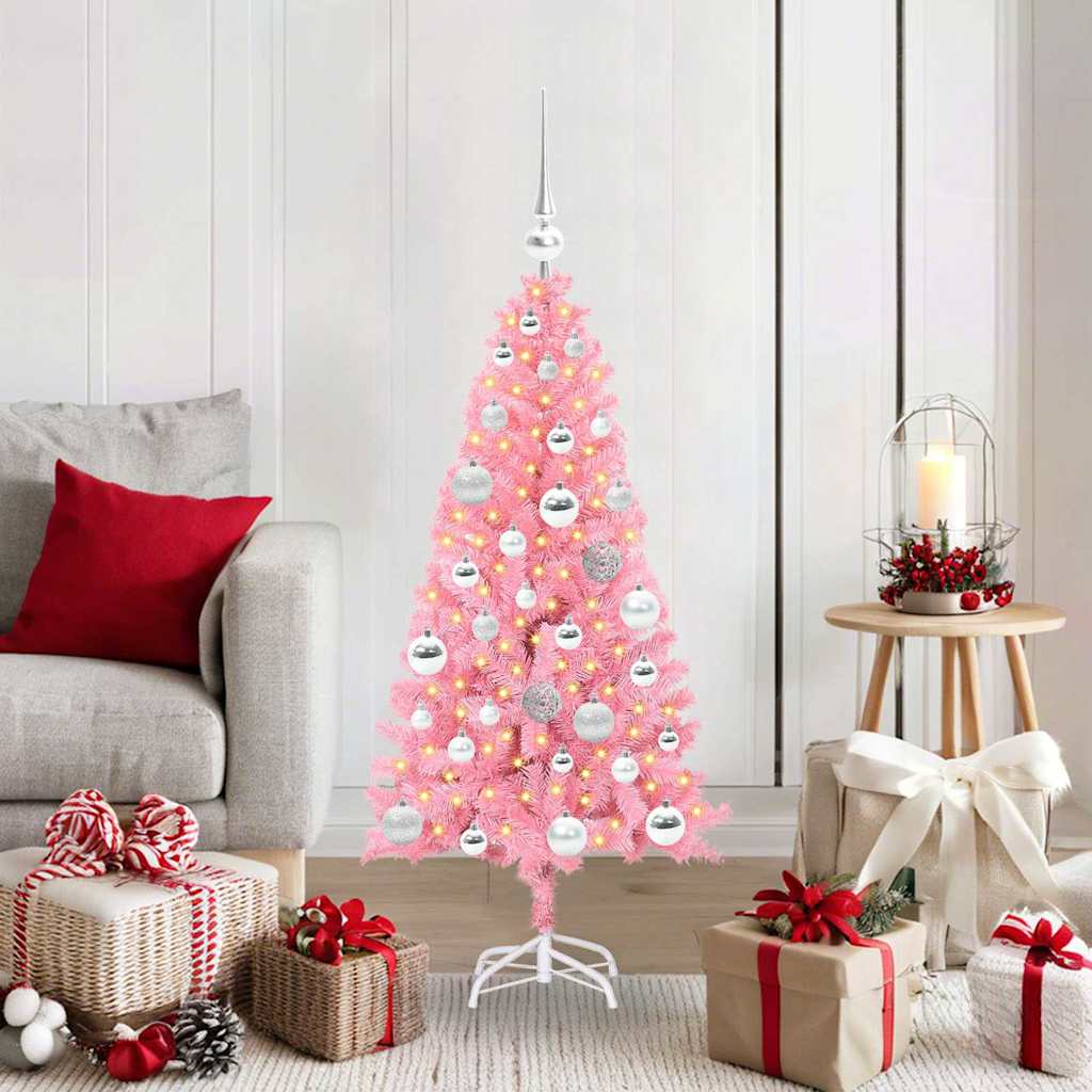 Kalėdų eglutė su 150 LED s stovu Rožinė 120 cm PVC