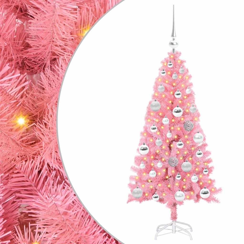Kalėdų eglutė su 150 LED s stovu Rožinė 120 cm PVC