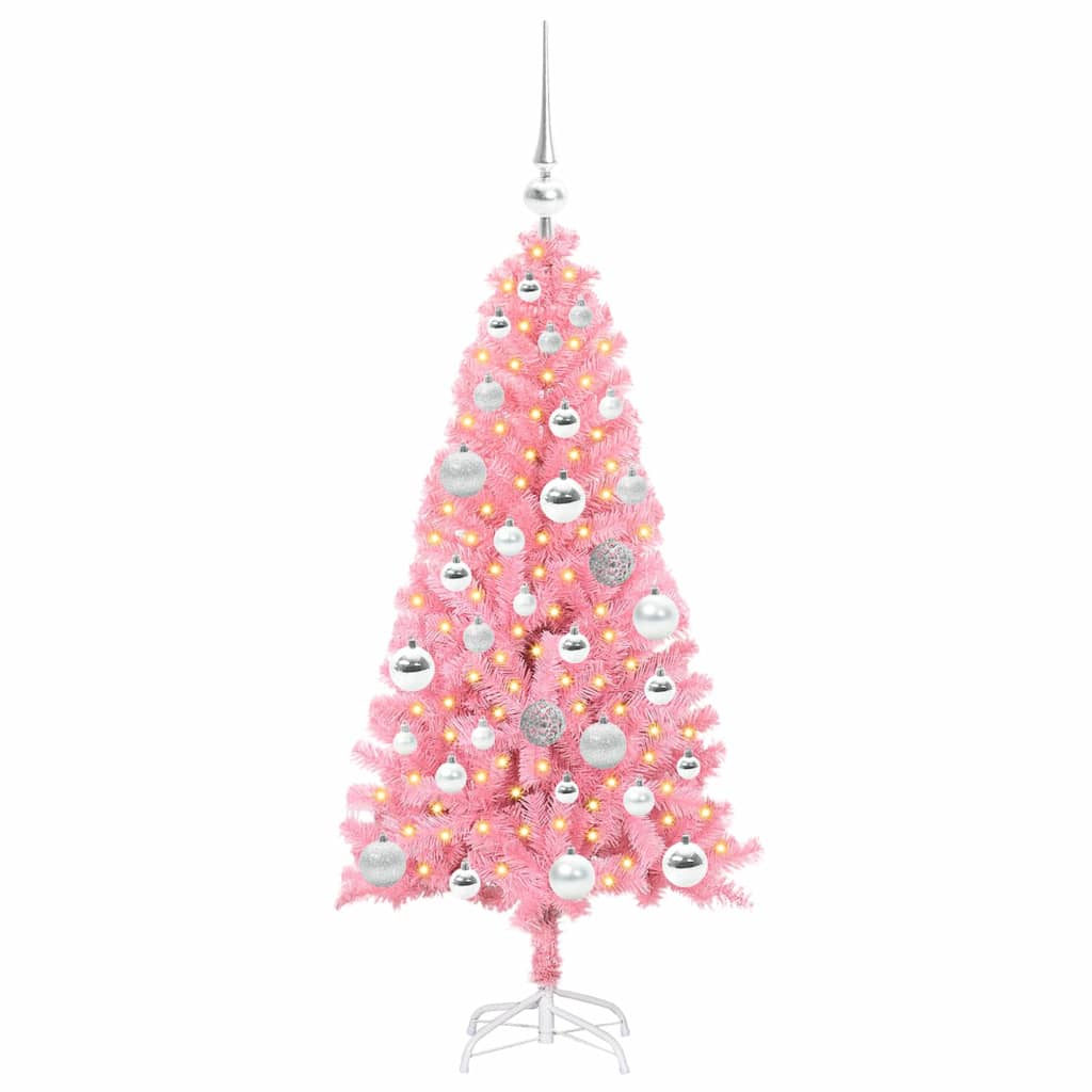 Kalėdų eglutė su 150 LED s stovu Rožinė 120 cm PVC