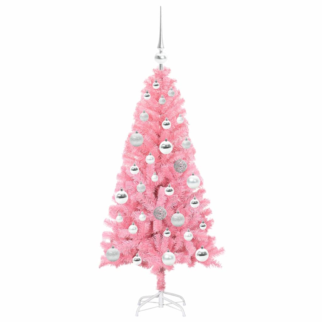 Kalėdų eglutė su 150 LED s stovu Rožinė 120 cm PVC