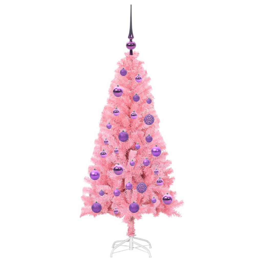 Ziemassvētku eglīte ar 150 LED gaismām un statīvu Rozā 120 cm PVC