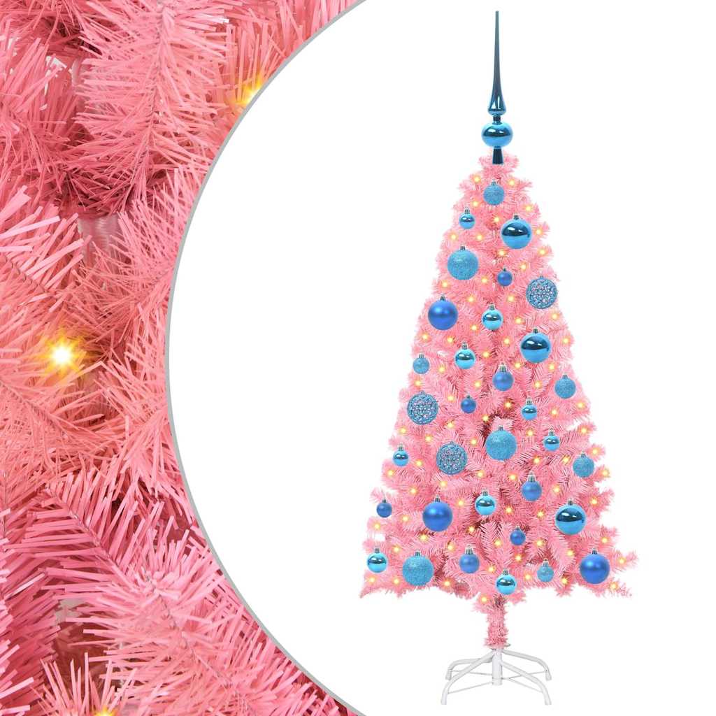 Kalėdų eglutė su 150 LED s stovu Rožinė 120 cm PVC