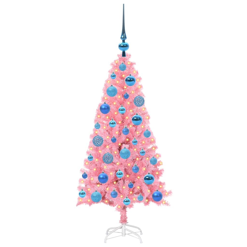 Kalėdų eglutė su 150 LED s stovu Rožinė 120 cm PVC