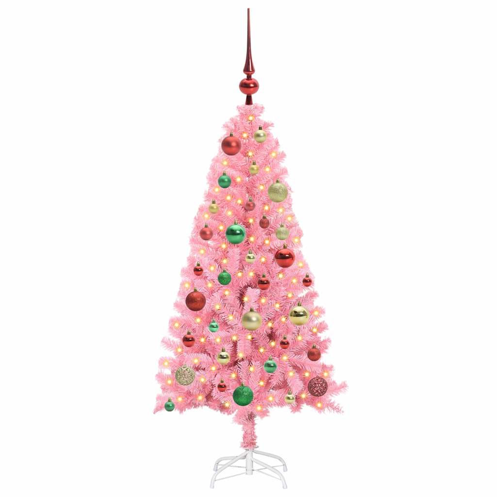Kalėdų eglutė su 150 LED s stovu Rožinė 120 cm PVC