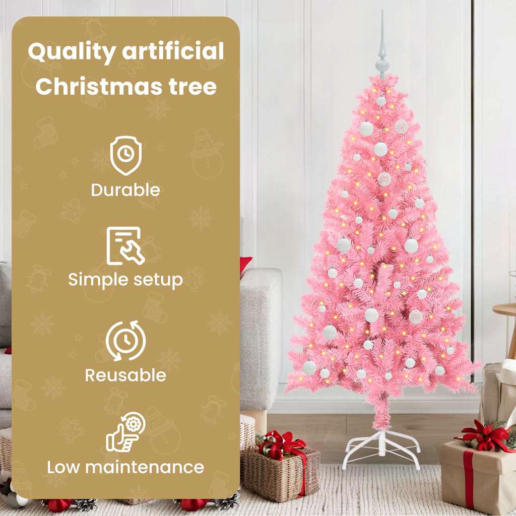 Kalėdų eglutė AURORA WINTER, su 150 LED stovu Rožinė 150 cm.