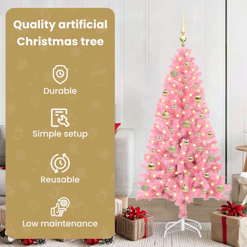 Kalėdų eglutė AURORA WINTER, su 150 LED stovu Rožinė 150 cm.