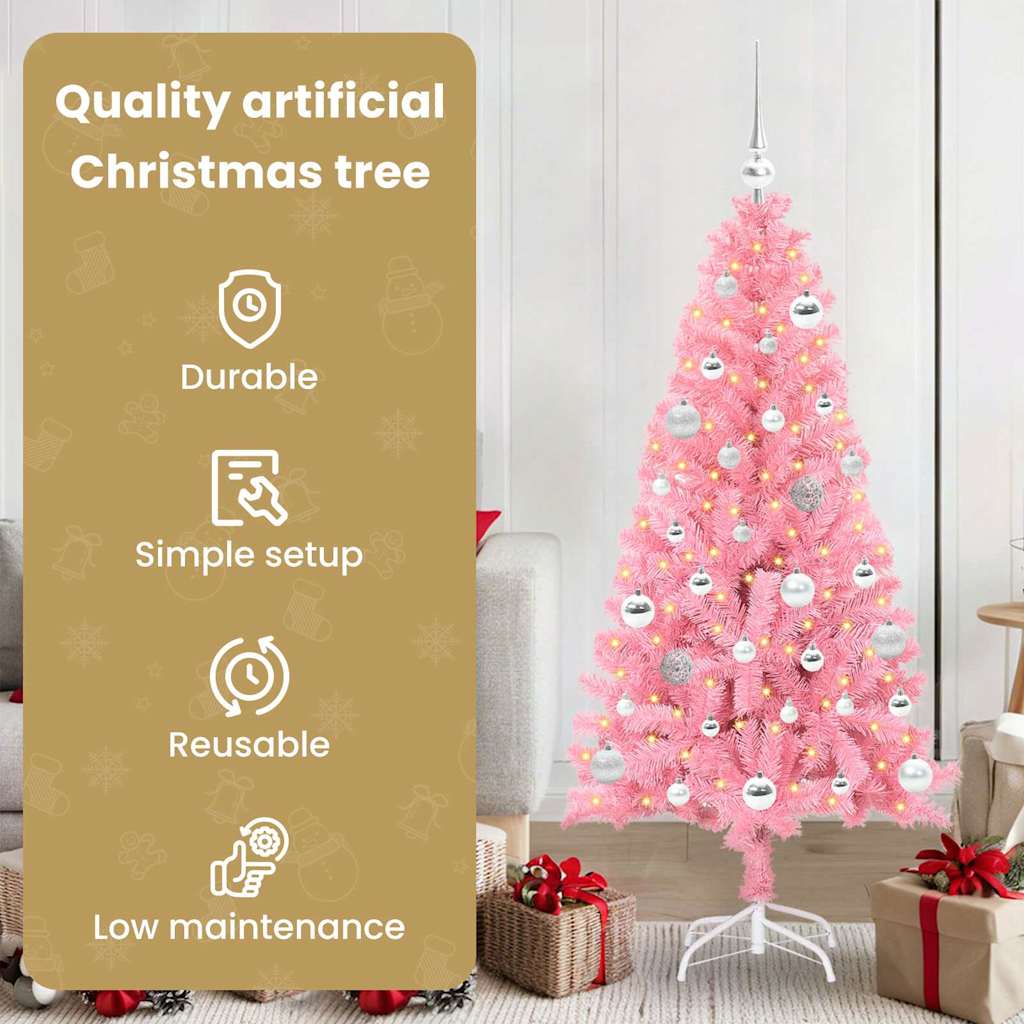 Kalėdų eglutė AURORA WINTER, su 150 LED stovu Rožinė 150 cm.