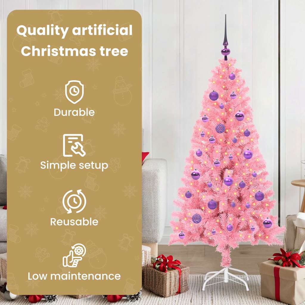 Kalėdų eglutė AURORA WINTER, su 150 LED stovu Rožinė 150 cm.