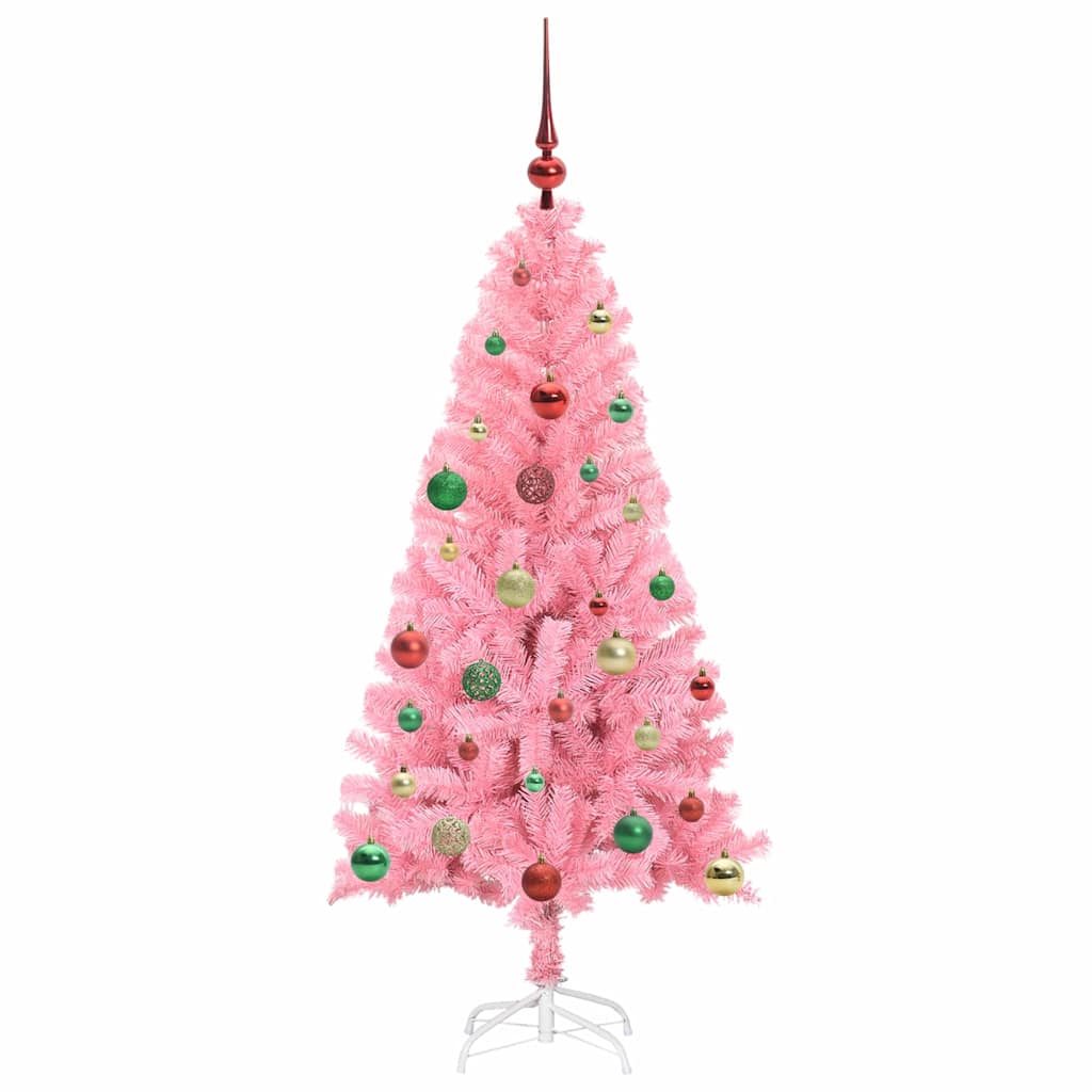 Ziemassvētku eglīte ar 150 LED lampiņām un statīvu Rozā 150 cm PVC