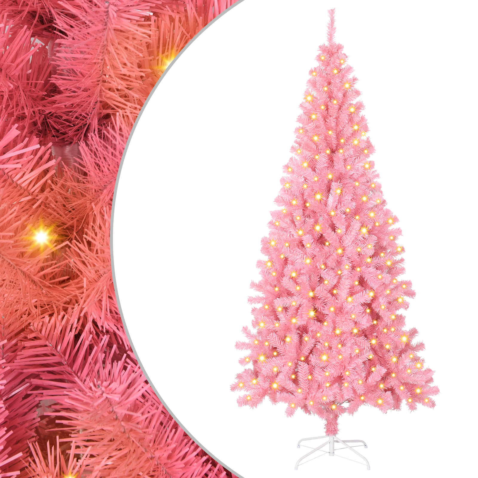 Kalėdų eglutė su 300 LED s stovu Rožinė 180 cm PVC