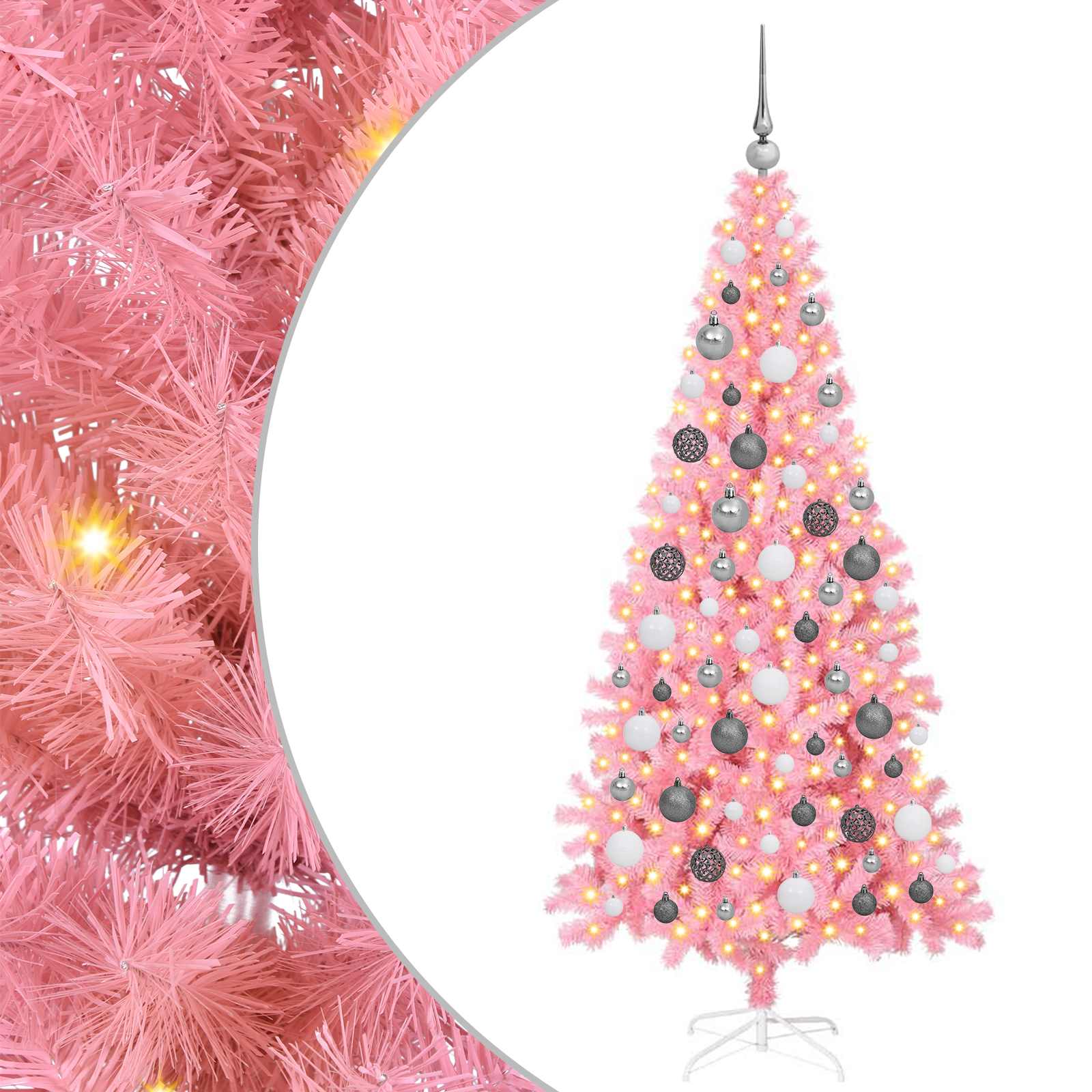 Kalėdų eglutė su 300 LED s stovu Rožinė 180 cm PVC
