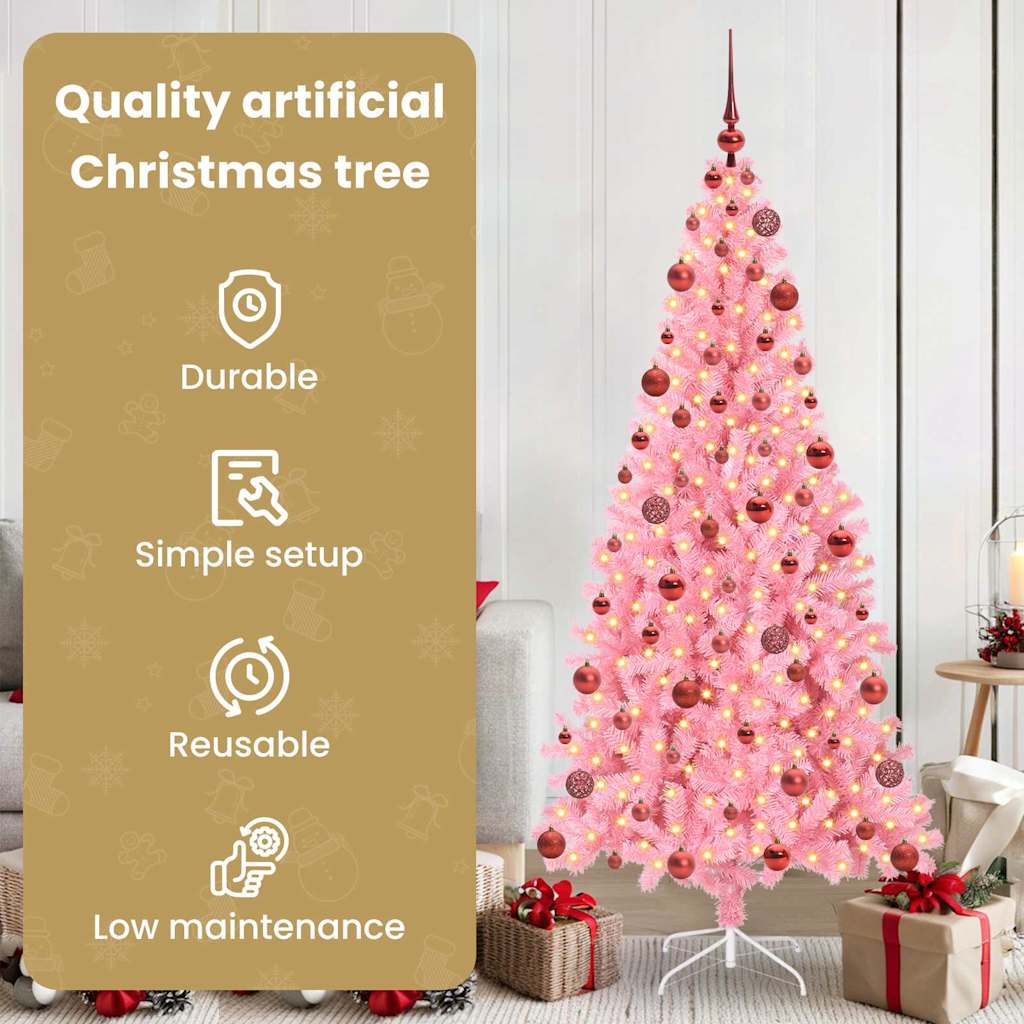 Kalėdų eglutė PINE BOREAL, su 300 LED stovu Rožinė 180 cm.