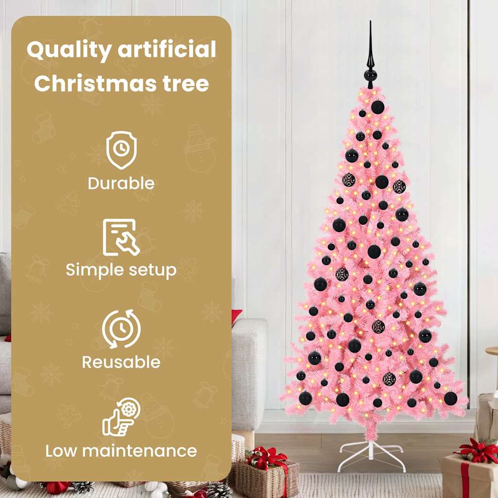 Kalėdų eglutė PINE BOREAL, su 300 LED stovu Rožinė 180 cm.