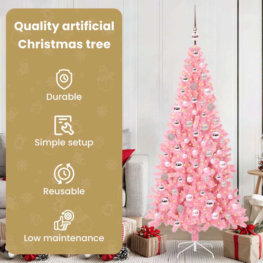Kalėdų eglutė PINE BOREAL, su 300 LED stovu Rožinė 180 cm.