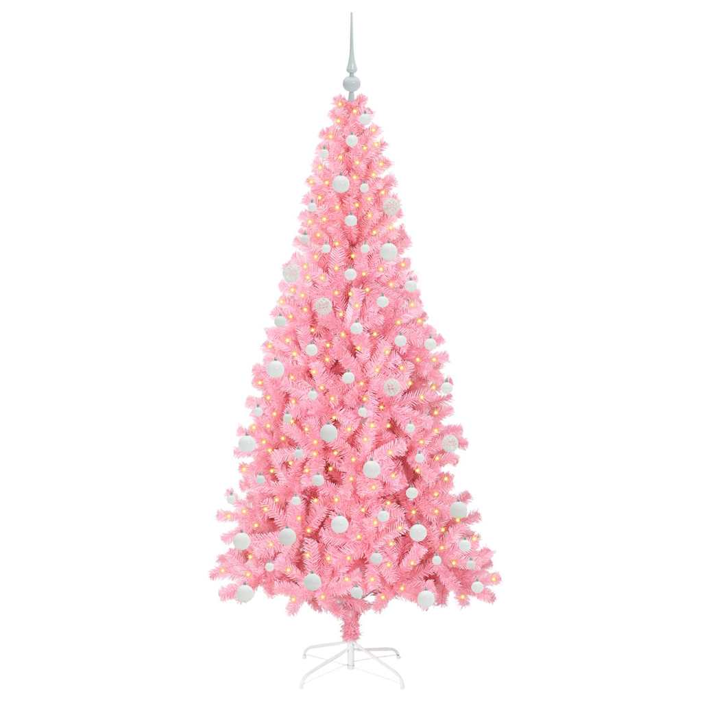 Ziemassvētku eglīte ar 300 LED lampiņām un statīvu Rozā 180 cm PVC