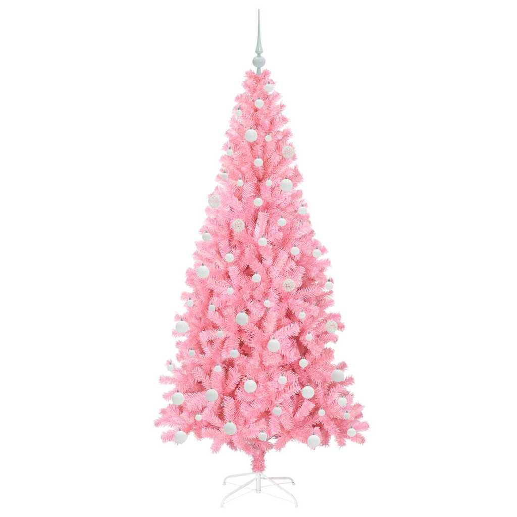 Ziemassvētku eglīte ar 300 LED lampiņām un statīvu Rozā 180 cm PVC