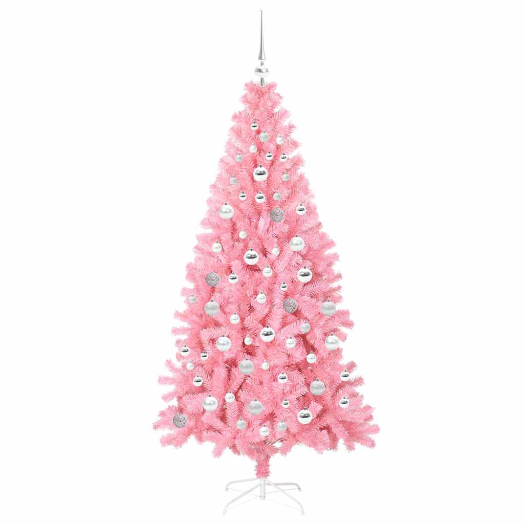 Kalėdų eglutė su 300 LED s stovu Rožinė 180 cm PVC