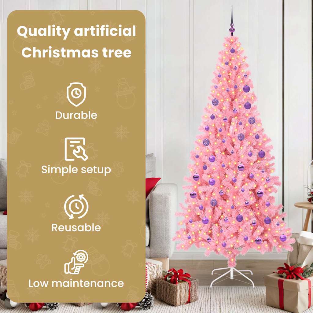 Kalėdų eglutė PINE BOREAL, su 300 LED stovu Rožinė 180 cm.