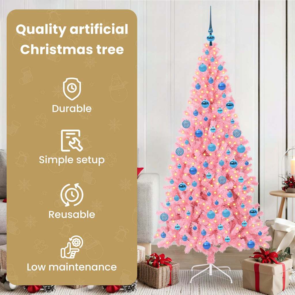 Kalėdų eglutė PINE BOREAL, su 300 LED stovu Rožinė 180 cm.