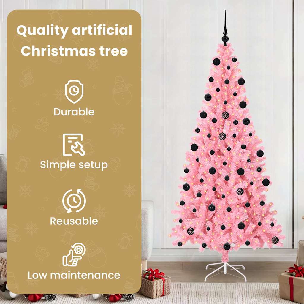Ziemassvētku eglīte HORIZON AK, ar 300 LED statīvu, rozā, 210 cm.