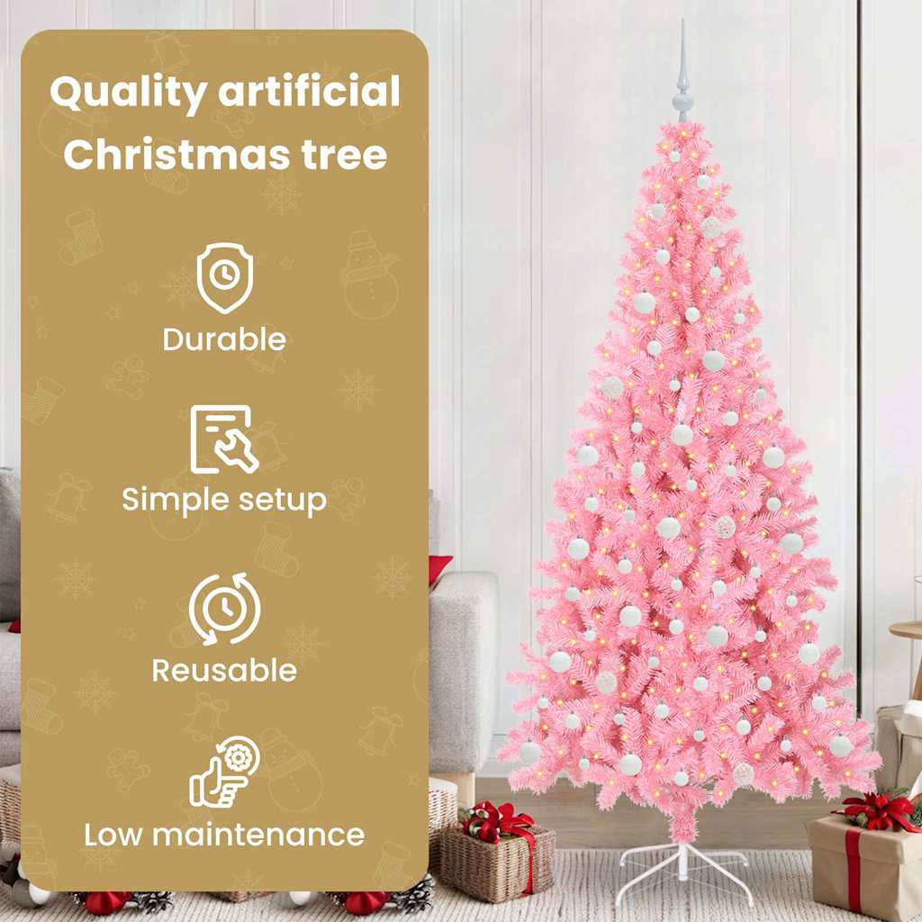 Kalėdų eglutė su 300 LED s stovu Rožinė 210 cm PVC