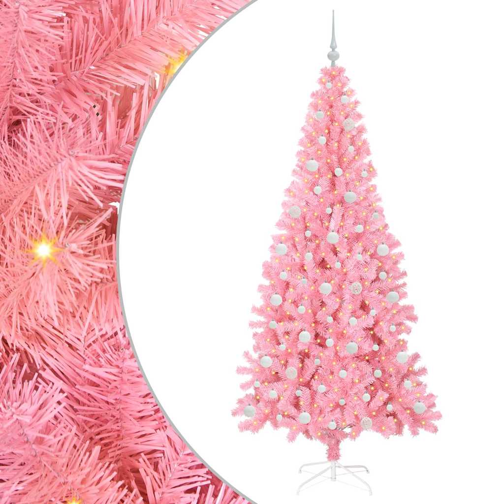 Kalėdų eglutė su LED lemputėmis Rožinė 210 cm PVC ir Plienas