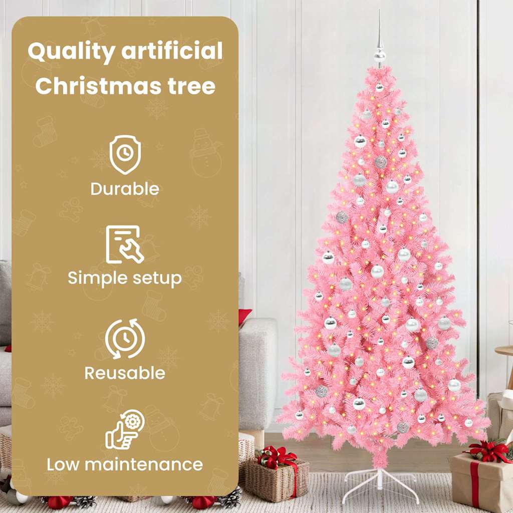 Kalėdų eglutė su 300 LED s stovu Rožinė 210 cm PVC