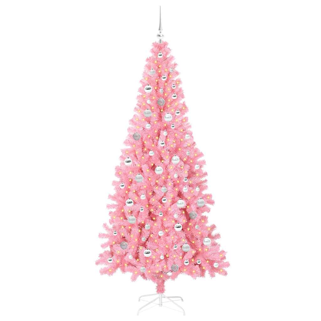 Kalėdų eglutė su 300 LED s stovu Rožinė 210 cm PVC