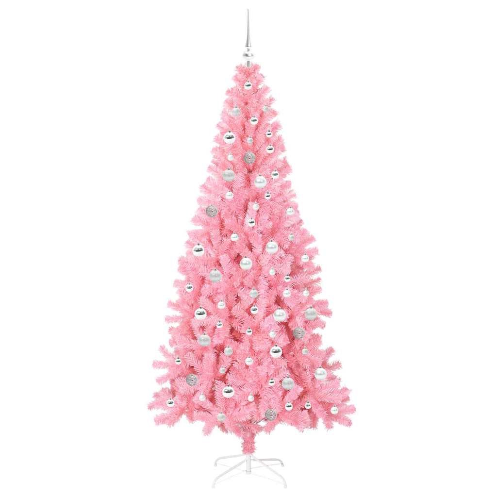 Kalėdų eglutė su 300 LED s stovu Rožinė 210 cm PVC