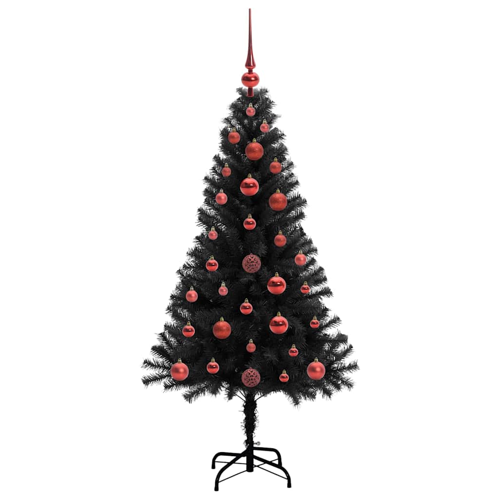 Kalėdų eglutė su 150 LED s stovu Juoda 120 cm PVC