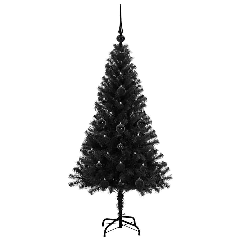 Kalėdų eglutė su 150 LED s stovu Juoda 120 cm PVC