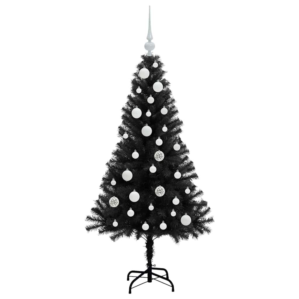 Kalėdų eglutė su 150 LED s stovu Juoda 120 cm PVC