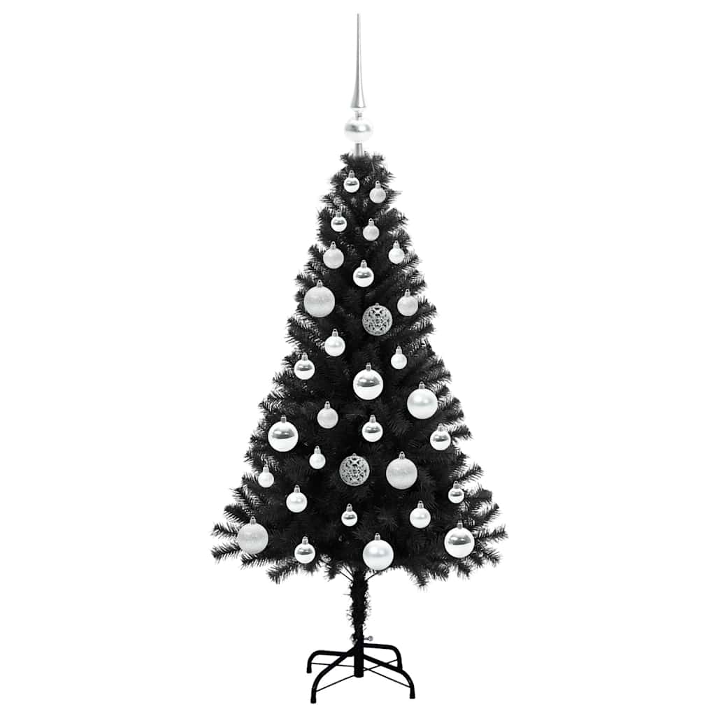 Kalėdų eglutė su 150 LED s stovu Juoda 120 cm PVC