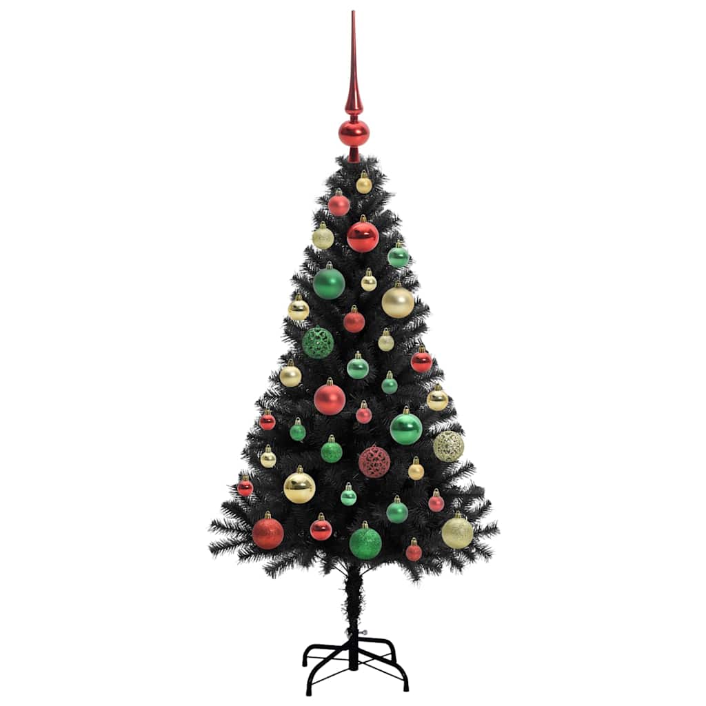 Kalėdų eglutė su 150 LED s stovu Juoda 120 cm PVC