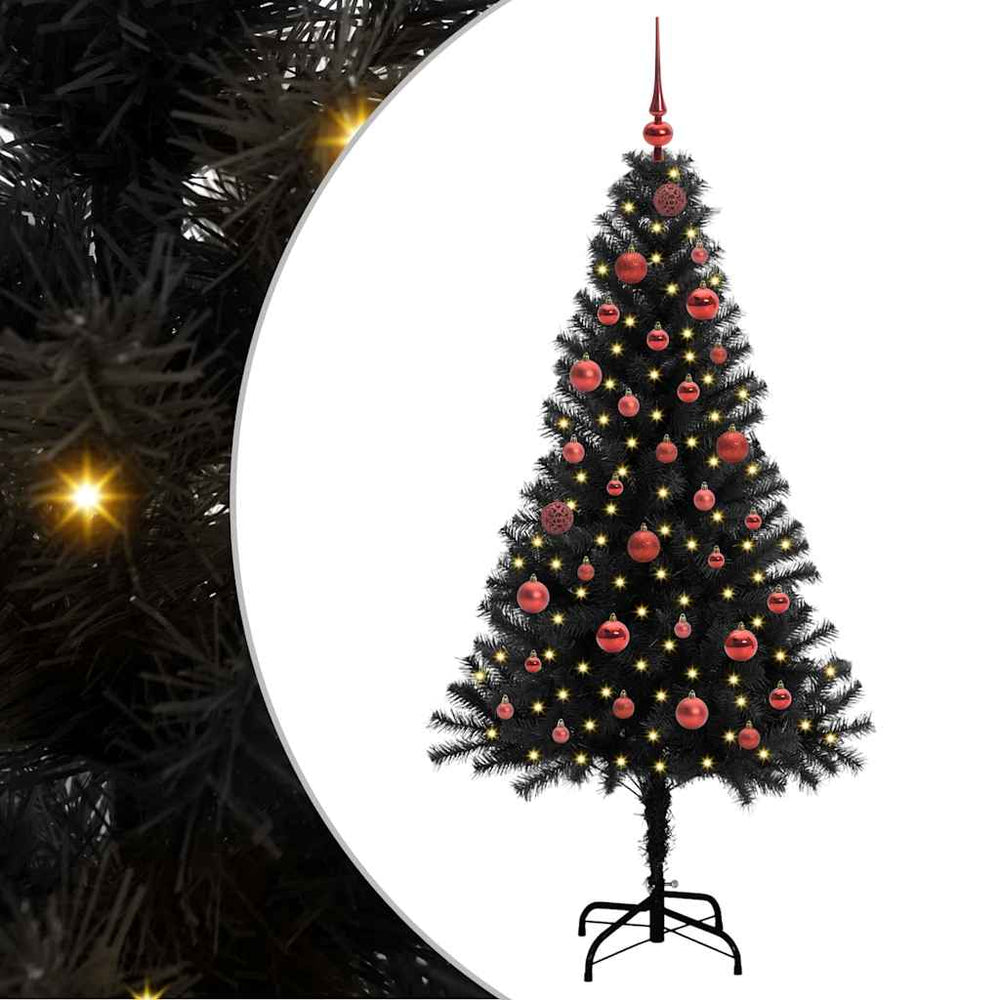 Ziemassvētku eglīte FROST AK, ar 150 LED statīvu Melna 150 cm.