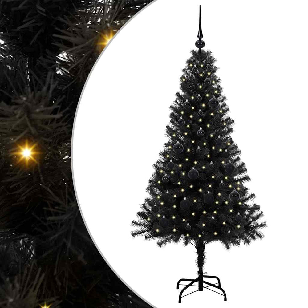 Ziemassvētku eglīte FROST AK, ar 150 LED statīvu Melna 150 cm.