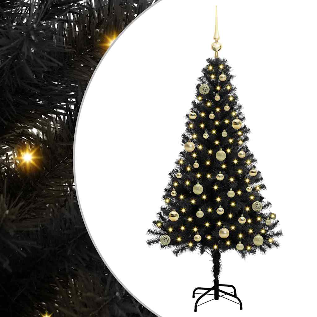 Ziemassvētku eglīte FROST AK, ar 150 LED statīvu Melna 150 cm.